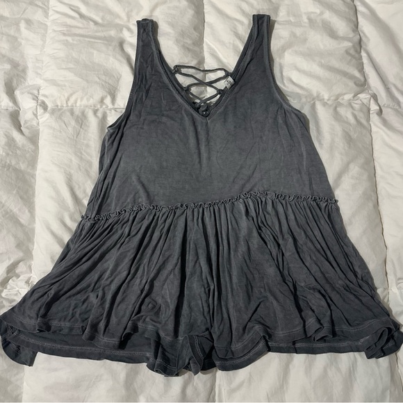 Gray Babydoll Flowy Tank Top - Picture 1 of 4